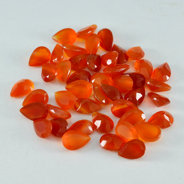 Red Onyx 1PC Tiny 5x7 MM Pear Faceted Red Pure Semi Precious Loose Gemstones