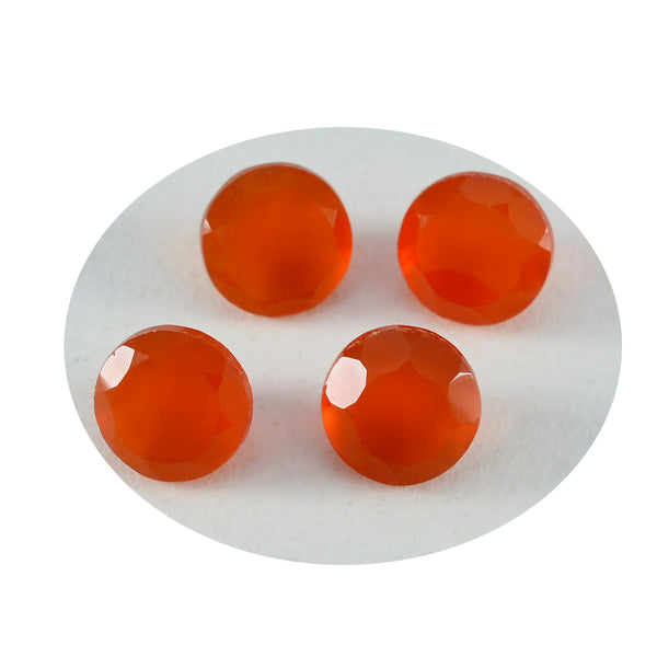 Roter Onyx, 1 Stück, mittelgroß, 9 x 9 mm, rund, facettiert, rot, glänzend, Halbedelsteine