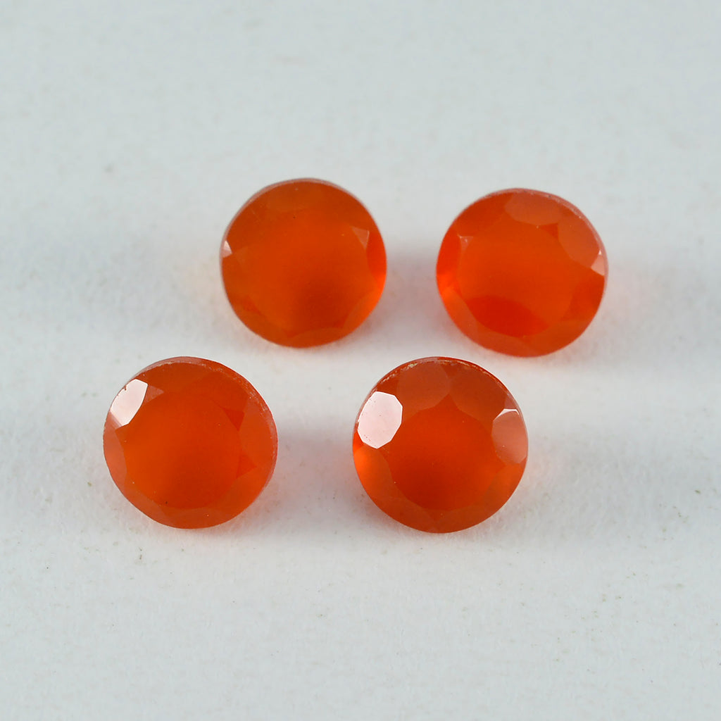 Roter Onyx, 1 Stück, mittelgroß, 9 x 9 mm, rund, facettiert, rot, glänzend, Halbedelsteine