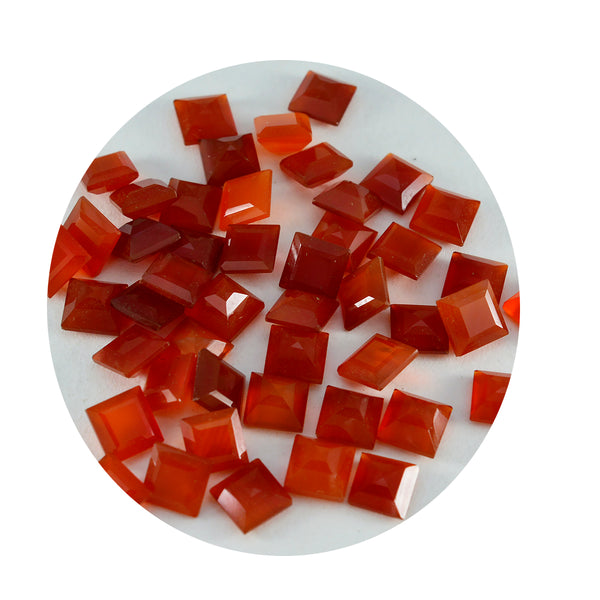 Red Onyx 10PC Tiny 4x4 MM Square Faceted Red Brilliant Semi Precious Loose Gemstones