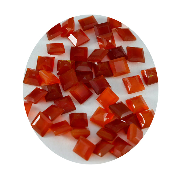 Red Onyx 1PC Tiny 6x6 MM Square Faceted Red Polished Semi Precious Loose Gems