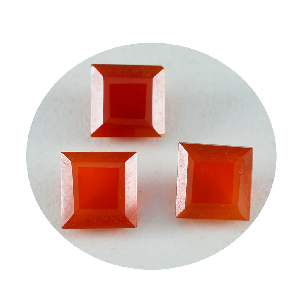 Red Onyx 1PC Small 8x8 MM Square Faceted Red Luster Semi Precious Loose Gemstones
