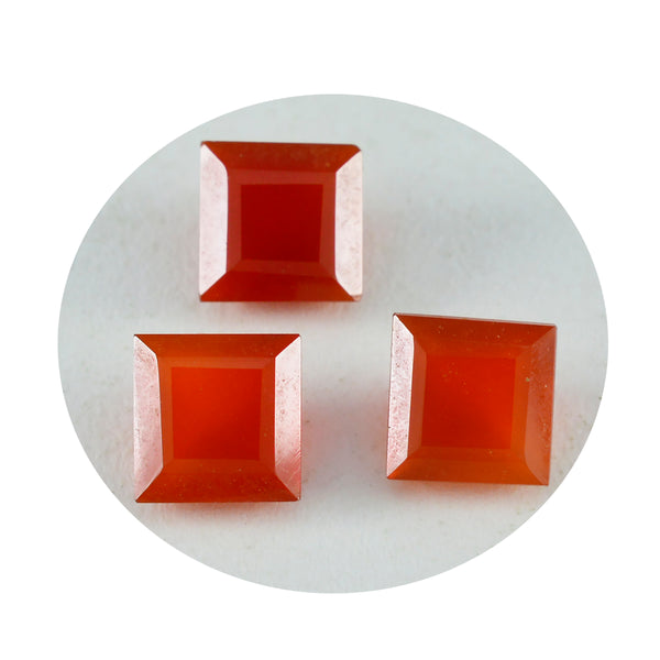 Red Onyx 1PC Small 8x8 MM Square Faceted Red Luster Semi Precious Loose Gemstones