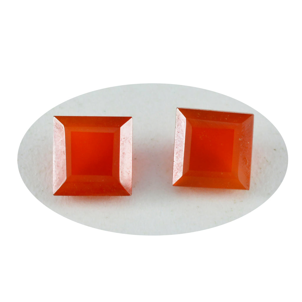 Red Onyx 1PC Medium 9x9 MM Square Faceted Red Lustrous Semi Precious Gems