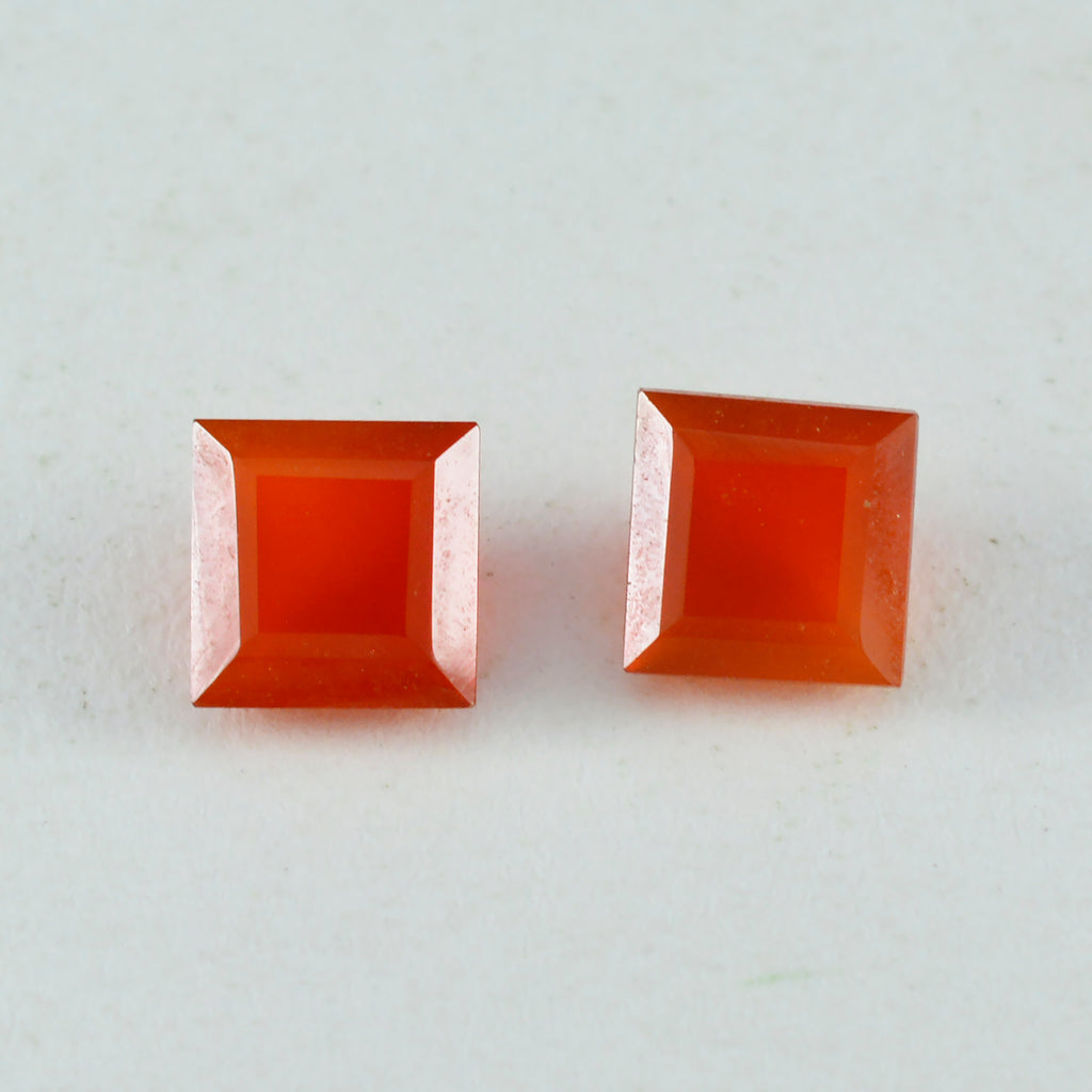 Red Onyx 1PC Medium 9x9 MM Square Faceted Red Lustrous Semi Precious Gems