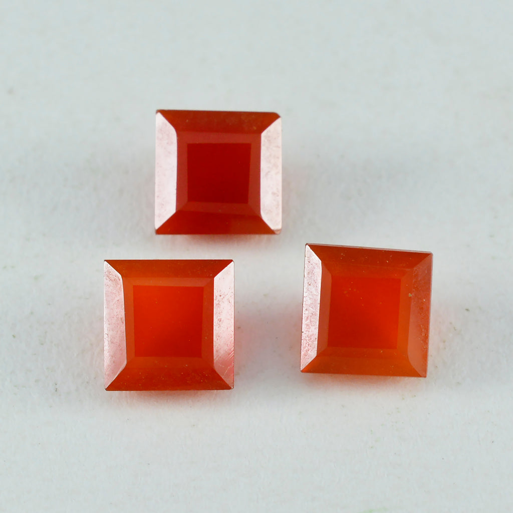 Red Onyx 1PC Large 10x10 MM Square Faceted Red Shine Semi Precious Loose Gems