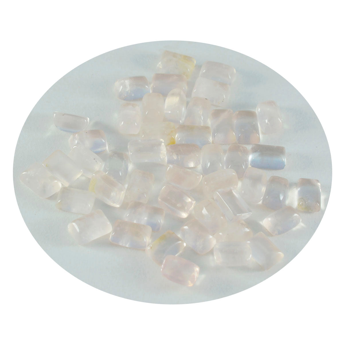 Rose Quartz 10PC Tiny 4x6 MM Emerald Cabochon Pink Genuine semi Precious Loose Gems