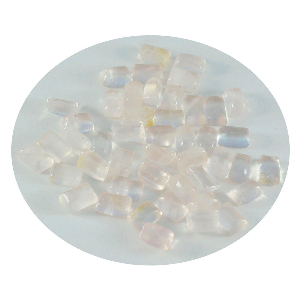 Rose Quartz 10PC Tiny 4x6 MM Emerald Cabochon Pink Genuine semi Precious Loose Gems