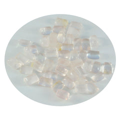 Rose Quartz 10PC Tiny 4x6 MM Emerald Cabochon Pink Genuine semi Precious Loose Gems