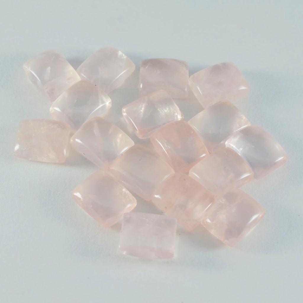 Rose Quartz 1PC Medium 8x10 MM Emerald Cabochon Pink Polished semi Precious Loose Gems