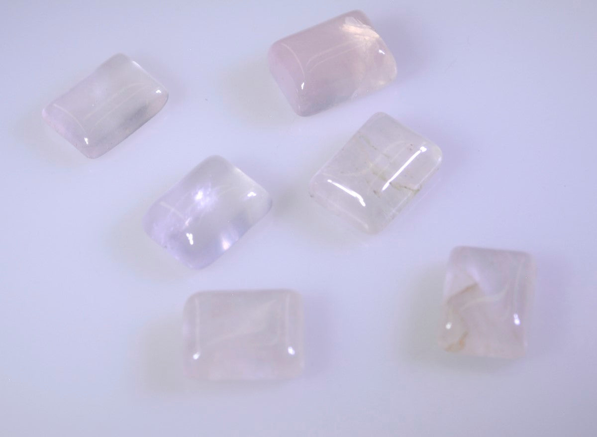 Rose Quartz 10PC Tiny 3x5 MM Emerald Cabochon Pink Natural semi Precious Gems