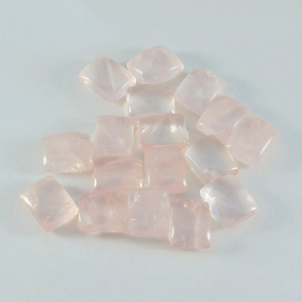 Rose Quartz 1PC Medium 8x10 MM Emerald Cabochon Pink Polished semi Precious Loose Gems
