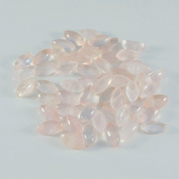 Rose Quartz 10PC Tiny 4x8 MM Marquise  Cabochon Pink Sparkling semi Precious Loose Gemstone