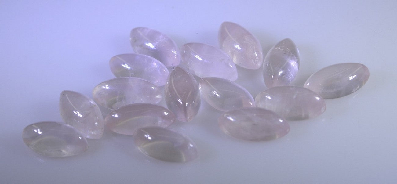 Rose Quartz 10PC Tiny 4x8 MM Marquise  Cabochon Pink Sparkling semi Precious Loose Gemstone