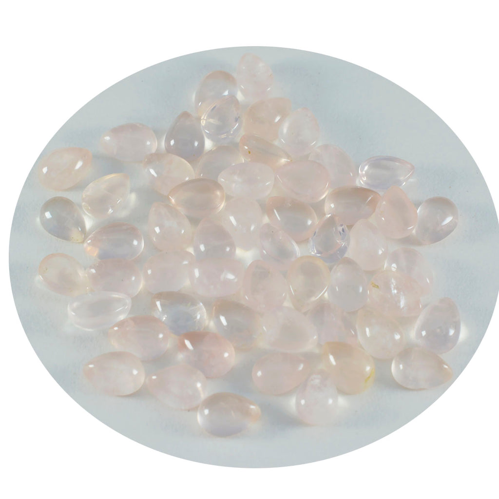 Rose Quartz 10PC Tiny 4x6 MM Pear Cabochon Pink Shine semi Precious Loose Gemstones