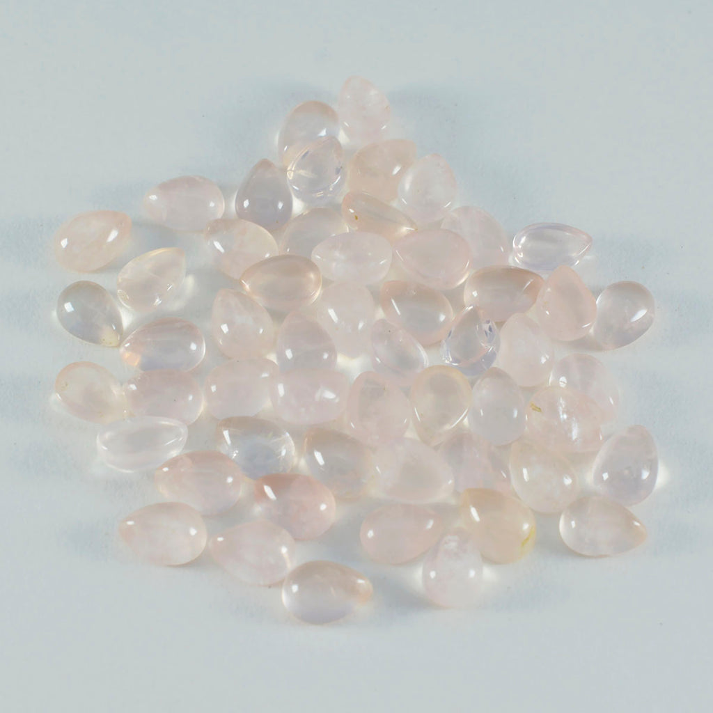 Rose Quartz 10PC Tiny 4x6 MM Pear Cabochon Pink Shine semi Precious Loose Gemstones