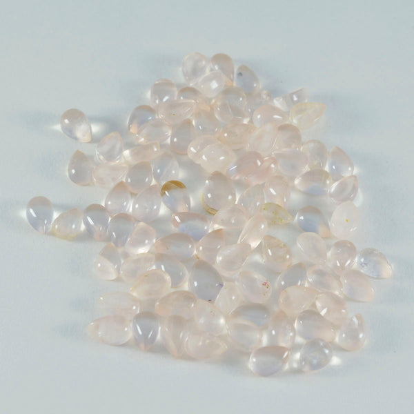 Rose Quartz 10PC Tiny 3x5 MM Pear Cabochon Pink Lustrous semi Precious Loose Gemstone