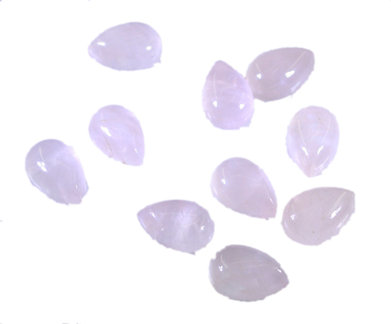 Rose Quartz 10PC Tiny 3x5 MM Pear Cabochon Pink Lustrous semi Precious Loose Gemstone