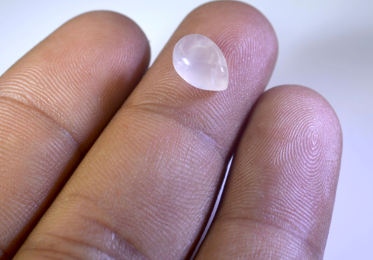 Rose Quartz 1PC Small 6x8 MM Pear Cabochon Pink High-Quality semi Precious Precious Gemstone Image secondaire du produit
