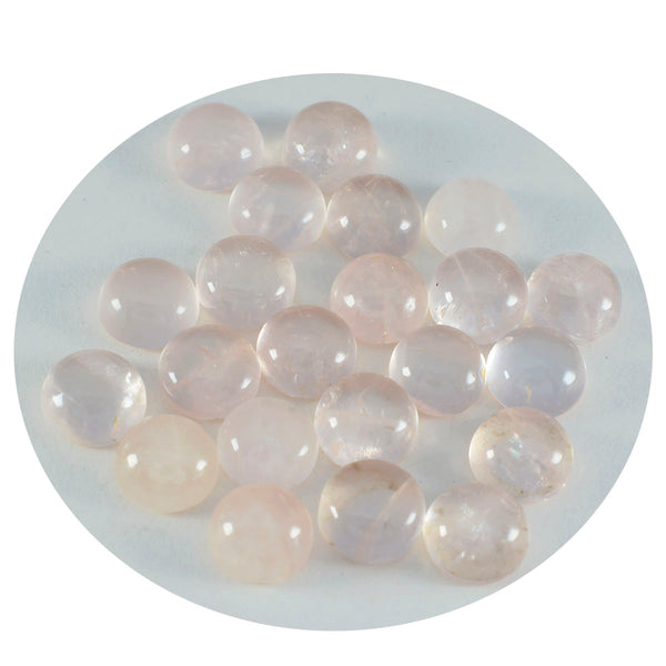 Rose Quartz 1PC Small 7x7 MM Round Cabochon Pink Luster semi Precious Loose Gemstones