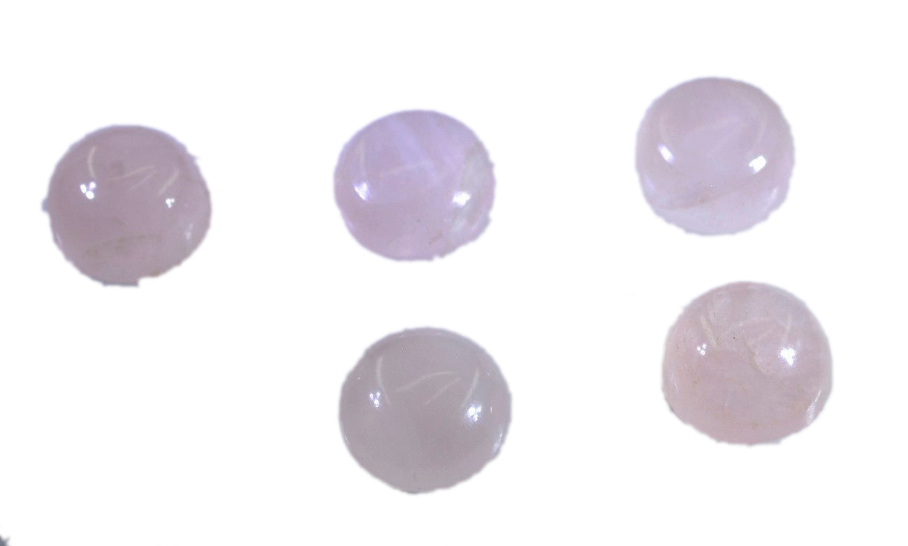 Rose Quartz 1PC Small 7x7 MM Round Cabochon Pink Luster semi Precious Loose Gemstones