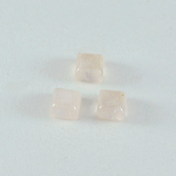 Rose Quartz 1PC Small 7x7 MM Square Cabochon Pink Sparkling semi Precious Loose Gemstone