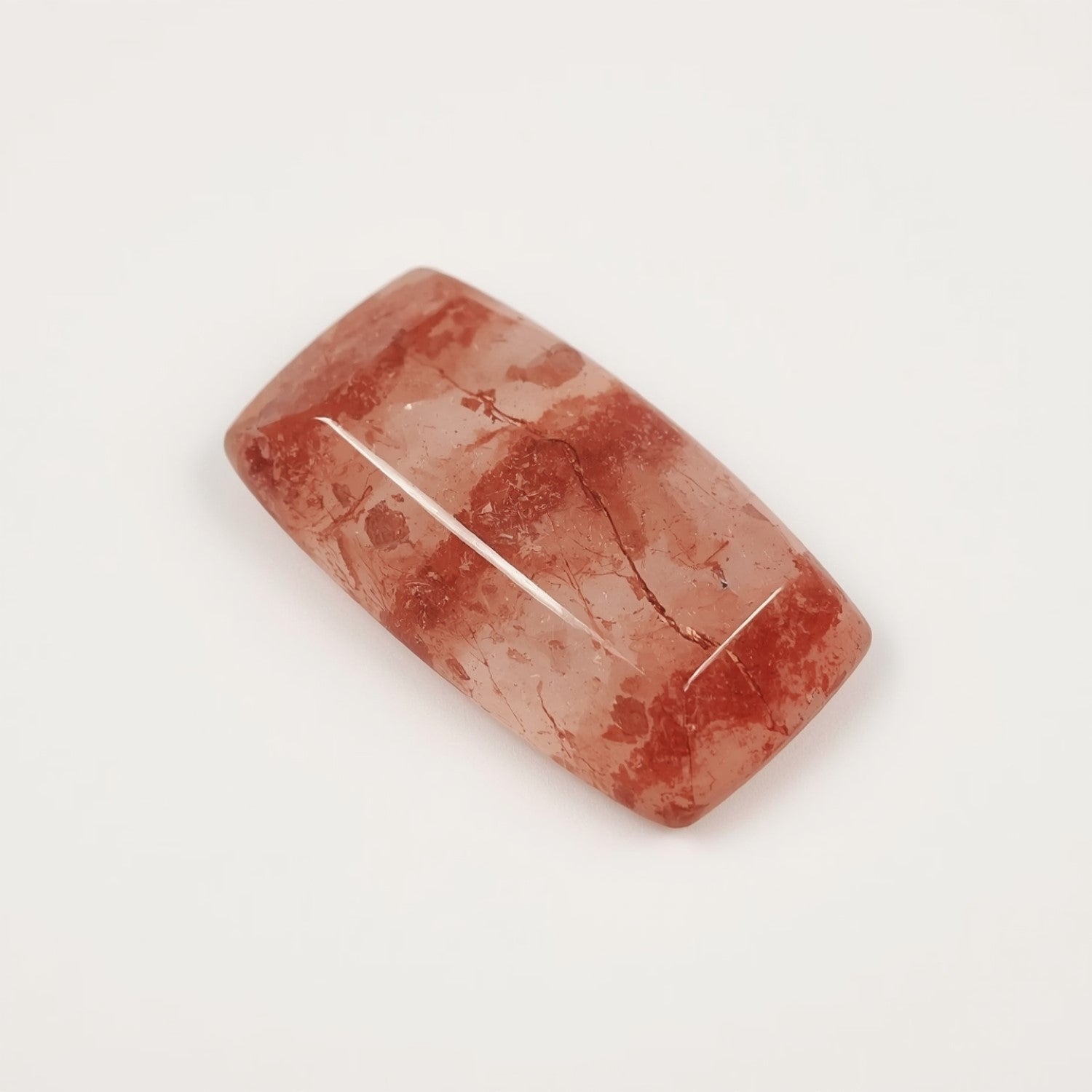 Red Strawberry Quartz 1PC Large 8x16 MM Baguette Cabochon Red Natural semi Precious Gems Huvudsaklig produktbild
