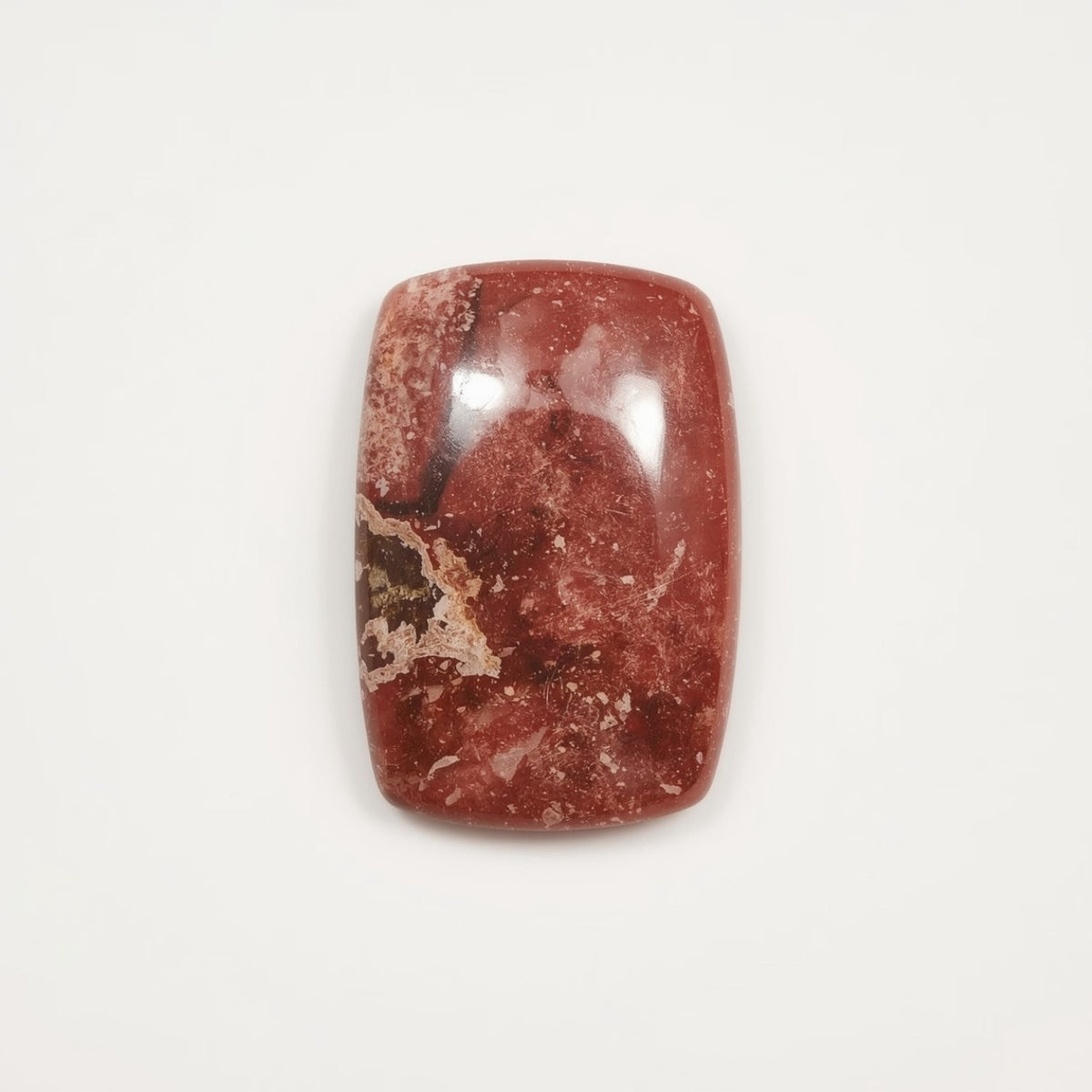 Roter Erdbeerquarz, 1 Stück, mittelgroß, 7 x 10 mm, Smaragd-Cabochon, roter Glanz, halbedelsteinartig, lose Edelsteine