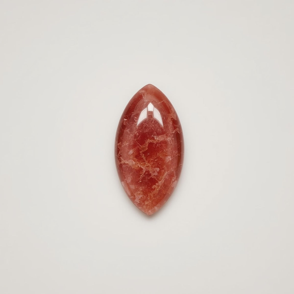 Roter Erdbeerquarz, 1 Stück, klein, 5 x 10 mm, Marquise-Cabochon, rot, echte Halbedelsteine, lose Edelsteine