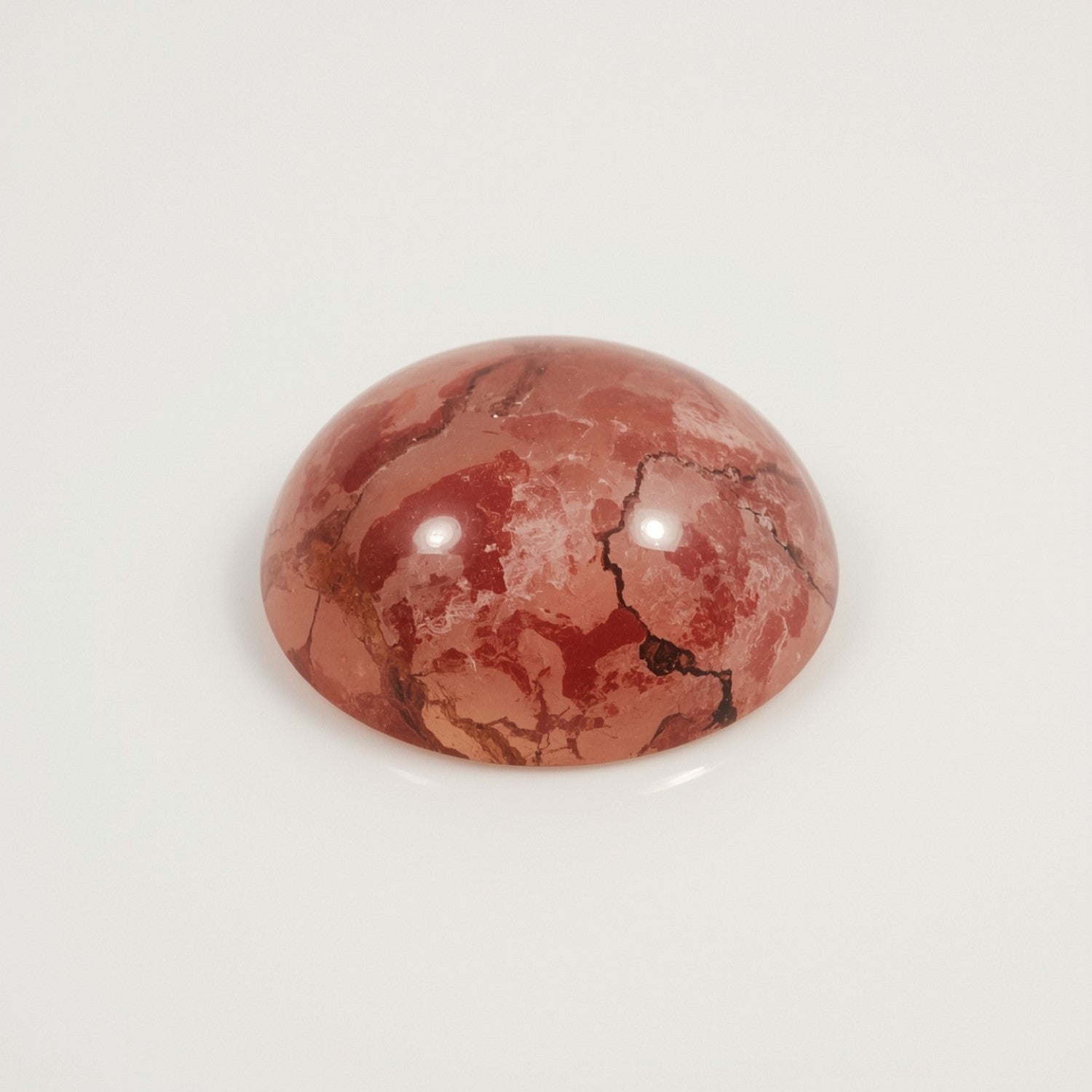 Roter Erdbeerquarz, 1 Stück, klein, 8 x 8 mm, rund, Cabochon, rot, echte Halbedelsteine, lose Edelsteine Hauptbild