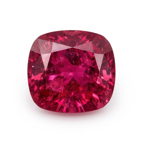 Ruby (GF) 1PC Chunky 13x13 MM Cushion Faceted Pink Natural Precious Loose Gemstone