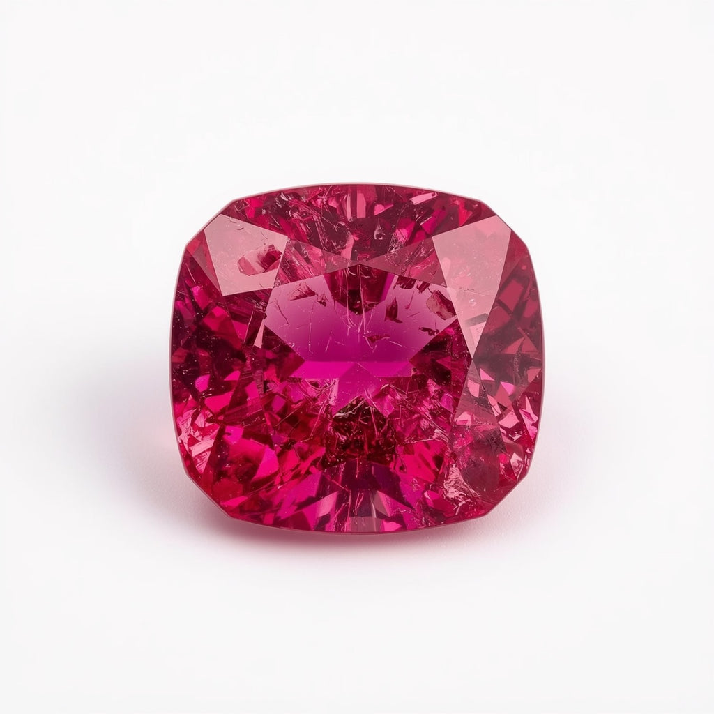 Ruby (GF) 1PC Chunky 14x14 MM Cushion Faceted Pink Genuine Precious Loose Gemstones
