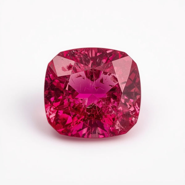 Ruby (GF) 1PC Chunky 14x14 MM Cushion Faceted Pink Genuine Precious Loose Gemstones