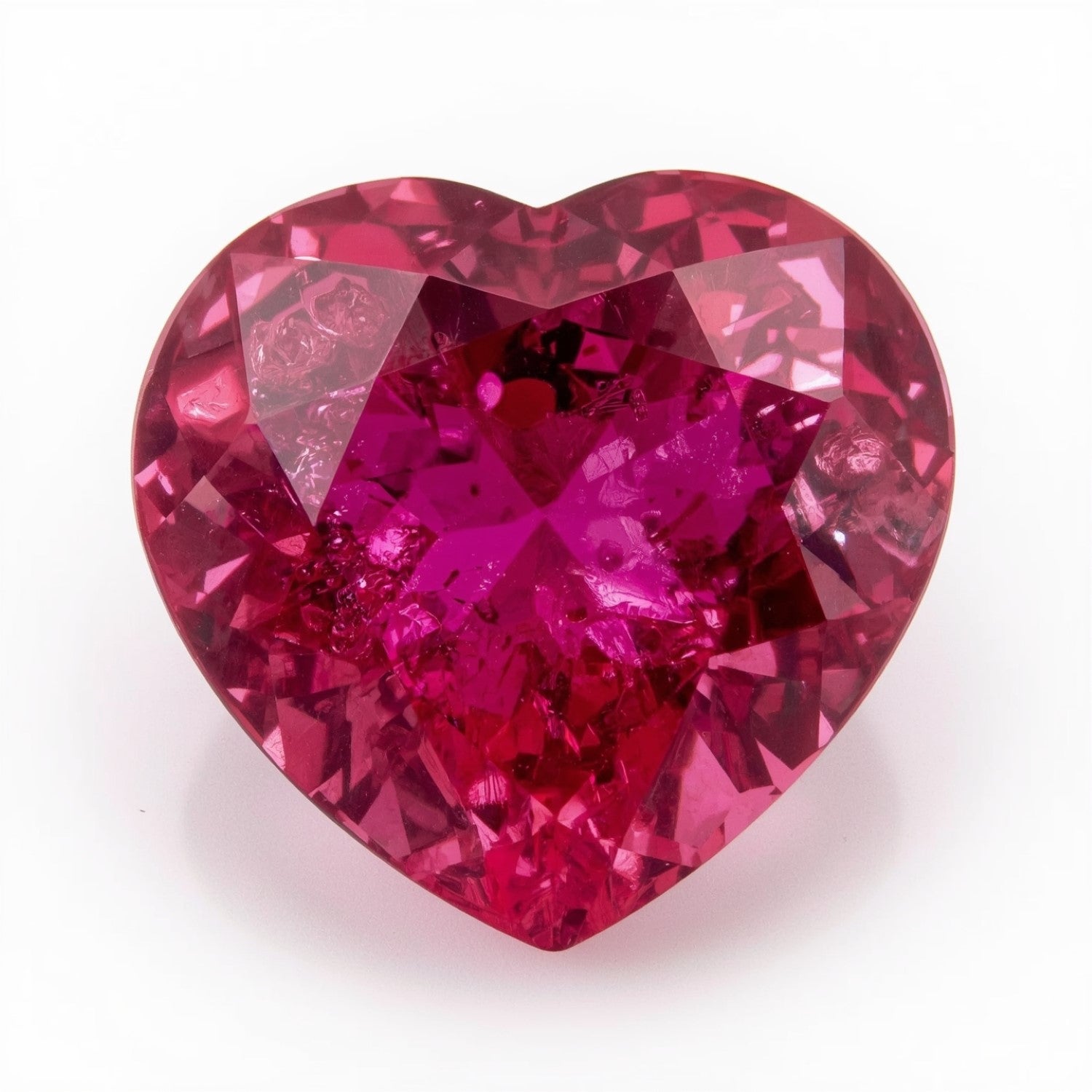 Ruby (GF) 1PC Large 10x10 MM Heart Faceted Pink Shine Precious Loose Gemstones Huvudsaklig produktbild