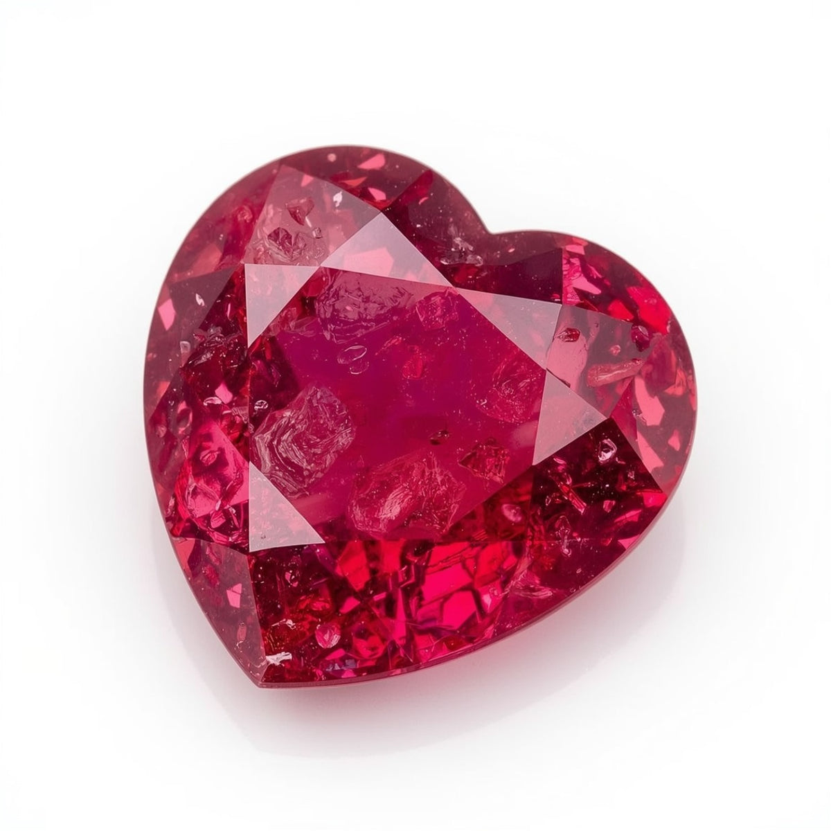 Ruby (GF) 1PC Chunky 14x14 MM Heart Faceted Pink Genuine Precious Loose Gemstones