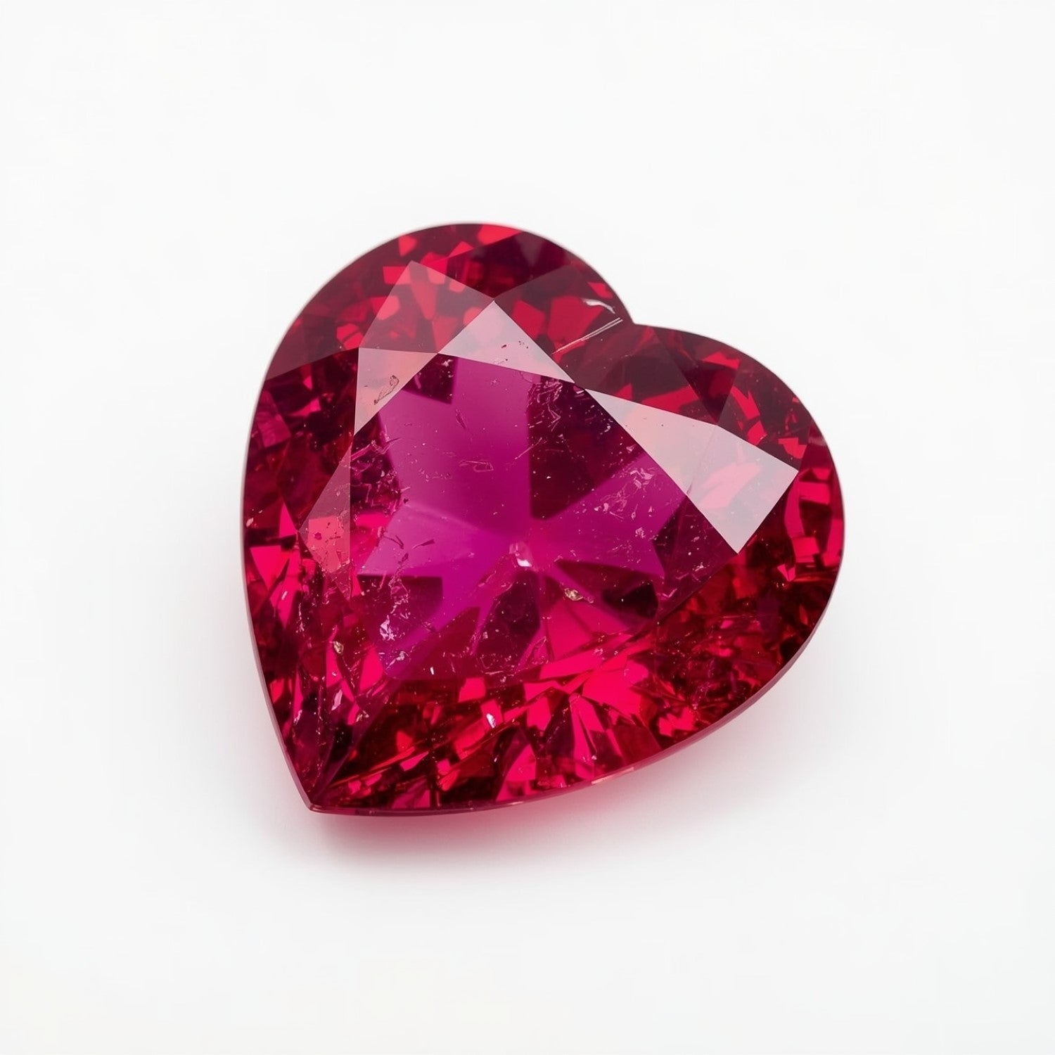 Ruby (GF) 1PC Chunky 14x14 MM Heart Faceted Pink Genuine Precious Loose Gemstones