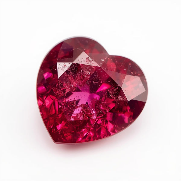 Ruby (GF) 1PC Chunky 16x16 MM Heart Faceted Pink Pure Precious Loose Gems