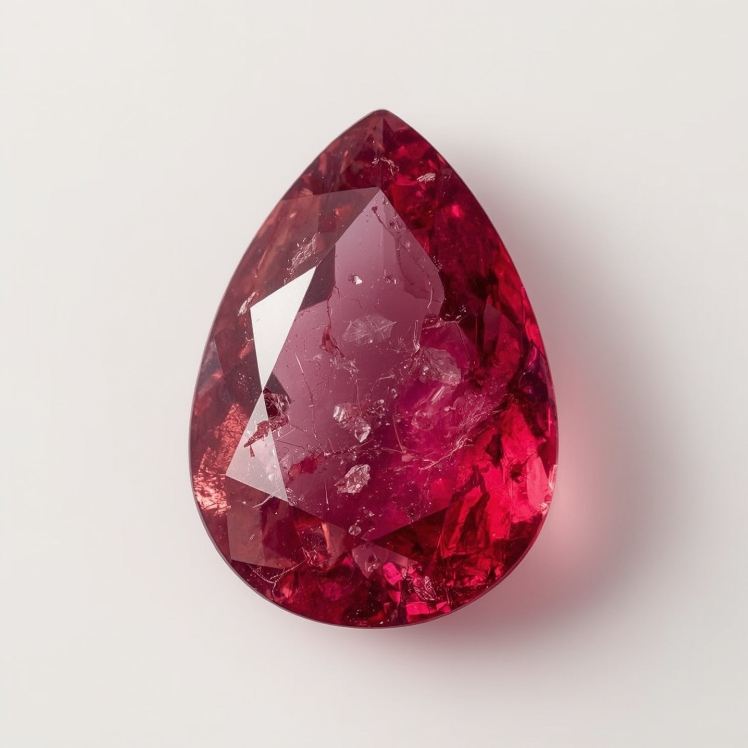 Ruby (GF) 1PC Chunky 13x18 MM Pear Faceted Pink Genuine Precious Loose Gems Hoofdafbeelding