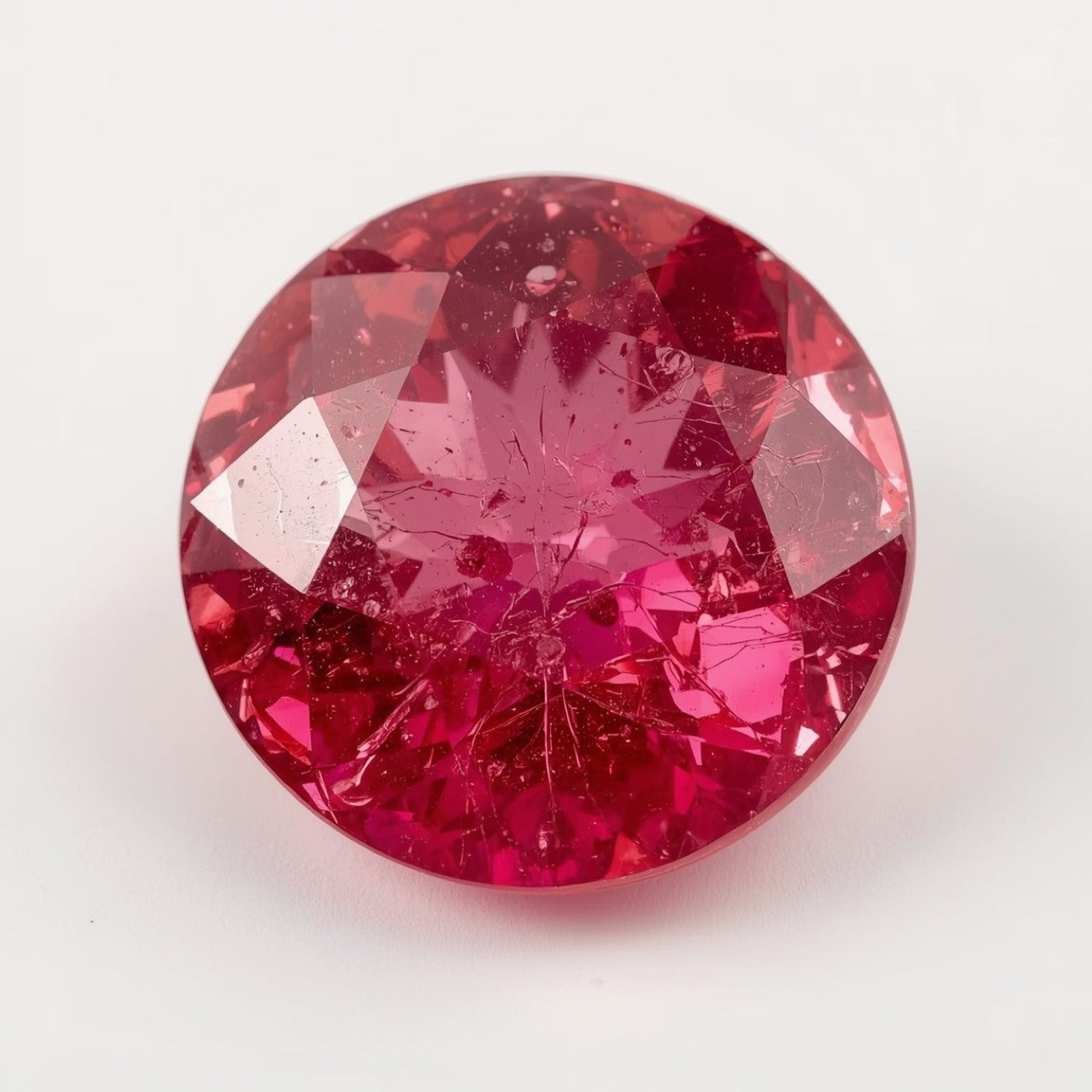 Rubin (GF) 1 Stück, groß, 10 x 10 mm, rund, facettiert, rosa Glanz, kostbare lose Edelsteine メイン画像