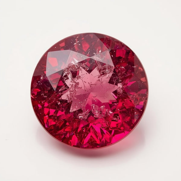 Ruby (GF) 1PC Chunky 14x14 MM Round Faceted Pink Genuine Precious Loose Gemstones