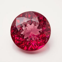 Ruby (GF) 1PC Chunky 14x14 MM Round Faceted Pink Genuine Precious Loose Gemstones