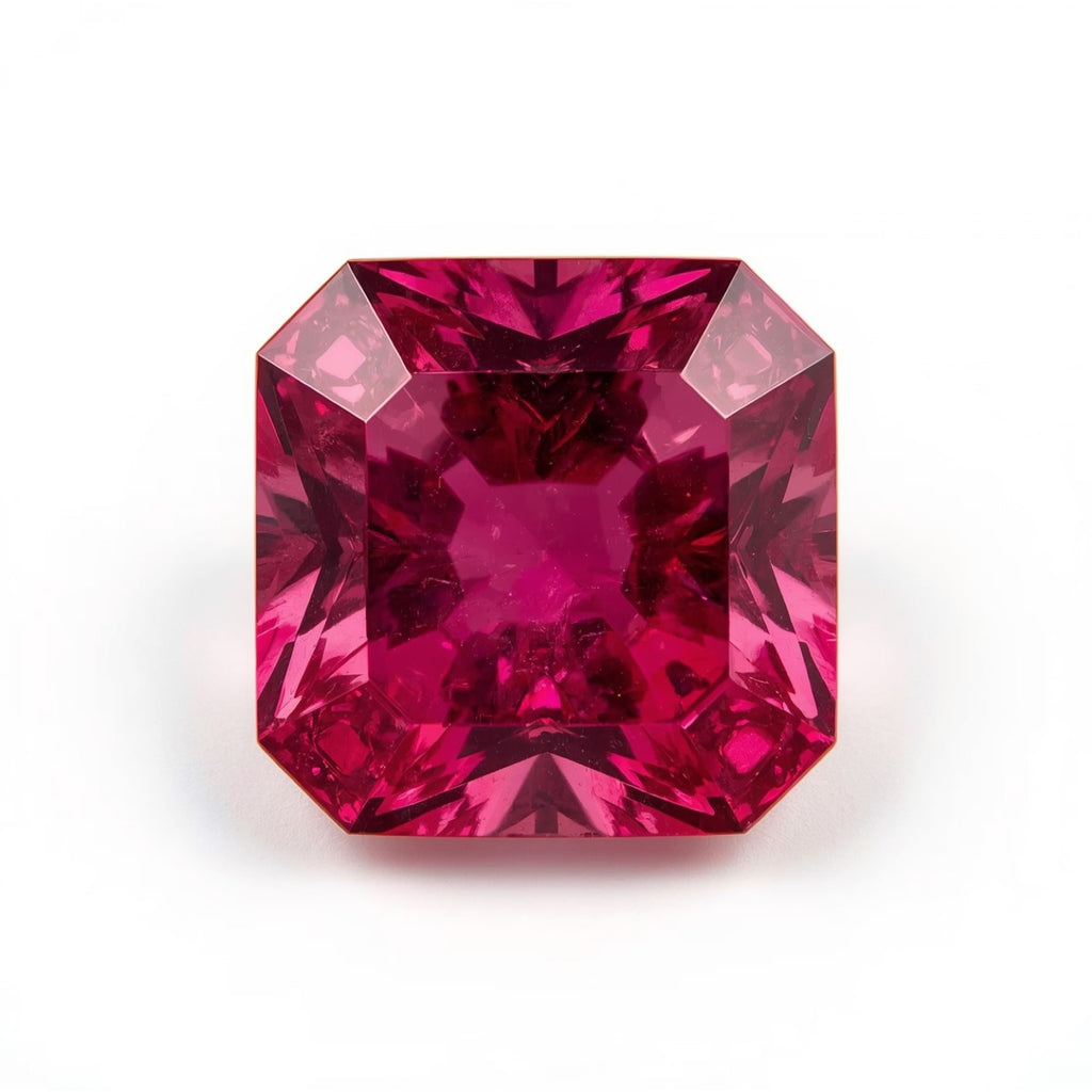 Rubin (GF) 1 Stück, groß, 12 x 12 mm, quadratisch, facettiert, rosa, hochwertige, kostbare lose Edelsteine