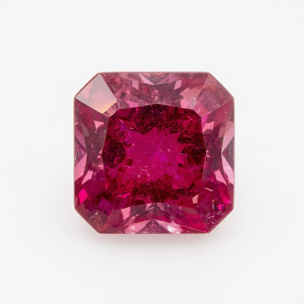 Rubin (GF) 1 Stück, groß, 12 x 12 mm, quadratisch, facettiert, rosa, hochwertige, kostbare lose Edelsteine
