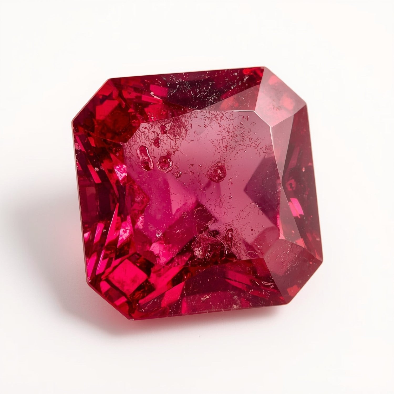 Ruby (GF) 1PC Chunky 16x16 MM Square Faceted Pink Pure Precious Loose Gems Hoofdafbeelding