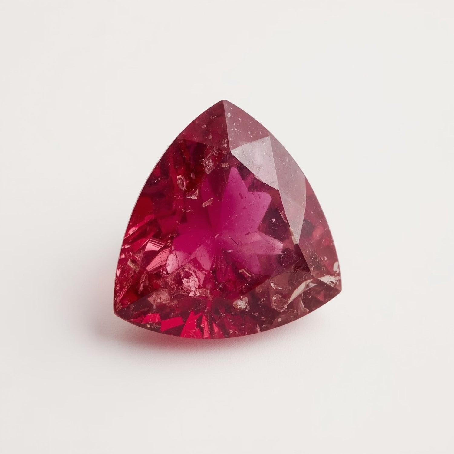 Ruby (GF) 1PC Chunky 15x15 MM Triangle Faceted Pink Superior Precious Gems