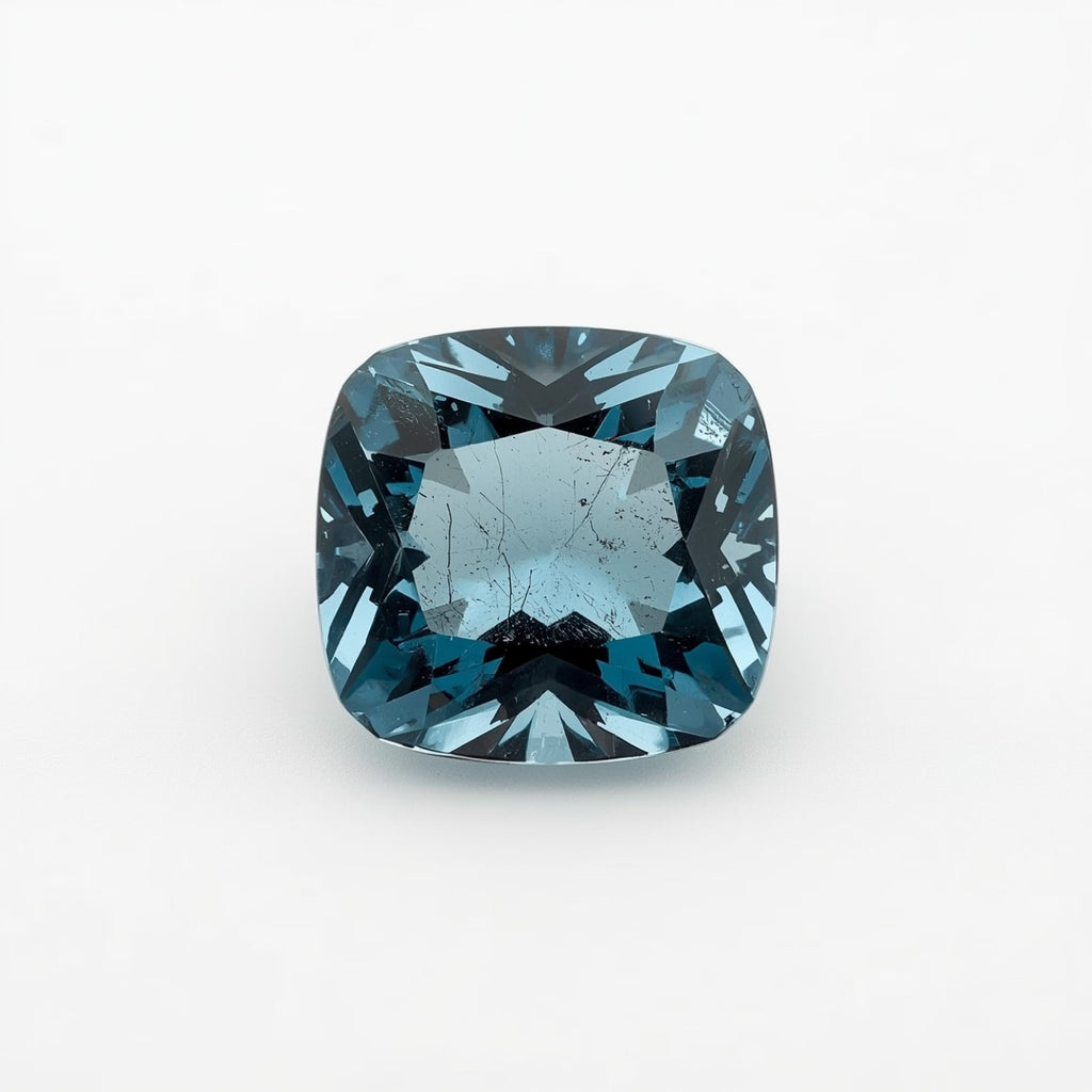 Swiss Blue Topaz 1PC Medium 9x9 MM Cushion Faceted Blue Lustrous Semi Precious Gems