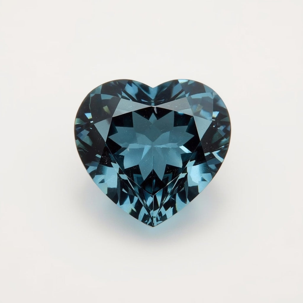 Swiss Blue Topaz 1PC Medium 9x9 MM Heart Faceted Blue Lustrous Semi Precious Gems
