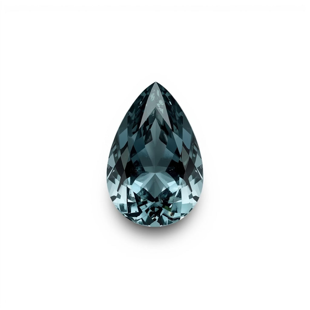 Schweizer Blautopas, 1 Stück, klein, 7 x 9 mm, birnenförmig, facettiert, blau, glänzend, Halbedelstein, loser Edelstein