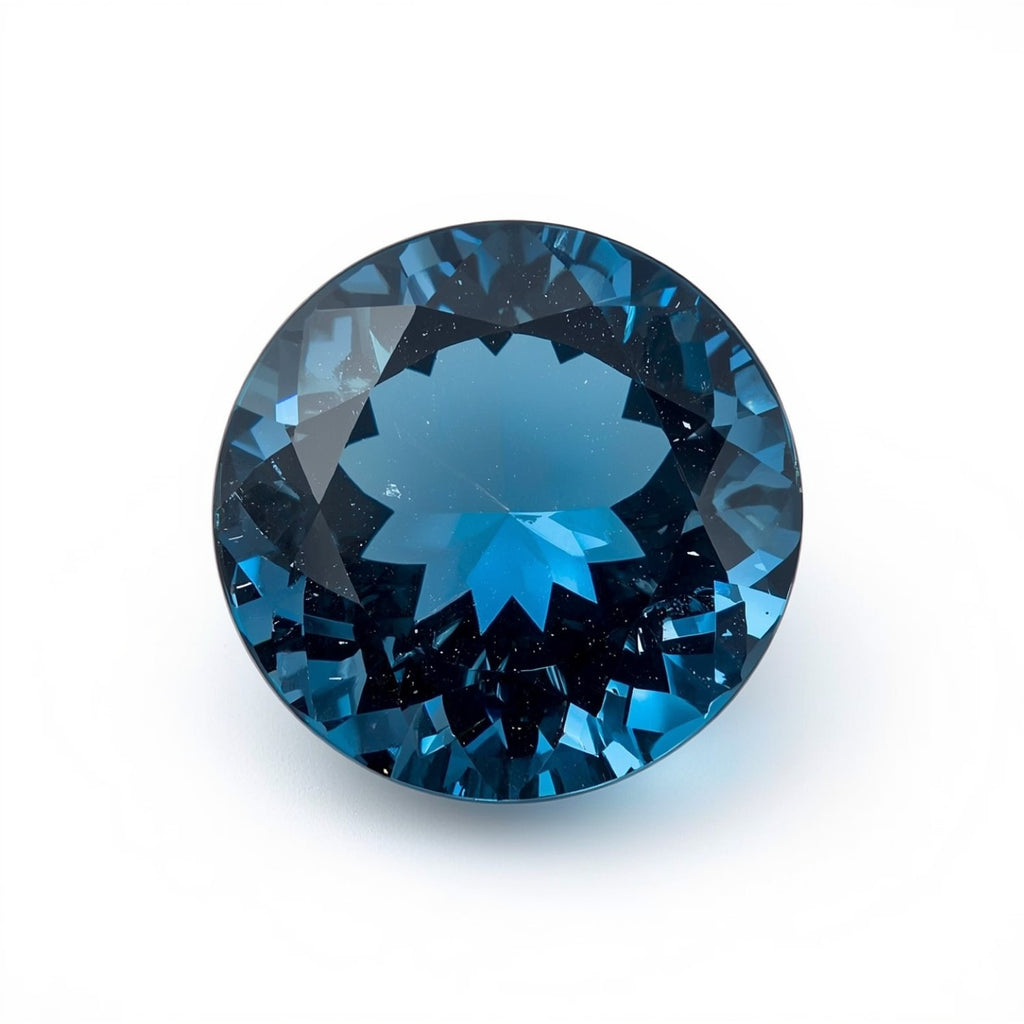 Swiss Blue Topaz 1PC Chunky 14x14 MM Round Faceted Blue Genuine Semi Precious Loose Gems