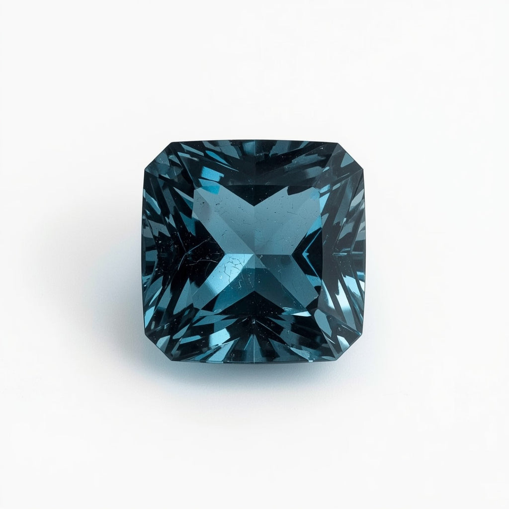 Schweizer Blautopas, 1 Stück, groß, 12 x 12 mm, quadratisch, facettiert, blau, hochwertige, lose Halbedelsteine